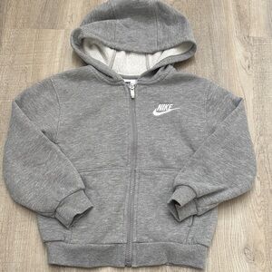 Nike Kids Grey Full-Zip Hoodie with White Logo